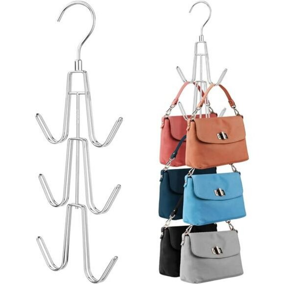 ZEDODIER Purse Hanger Organizer 2 Pack Closet Handbag Holder Metal Rack - Picture 1 of 7